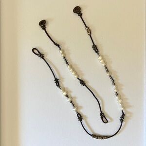 Silpada White Pearl and Brown Leather Necklace and matching Bracelet